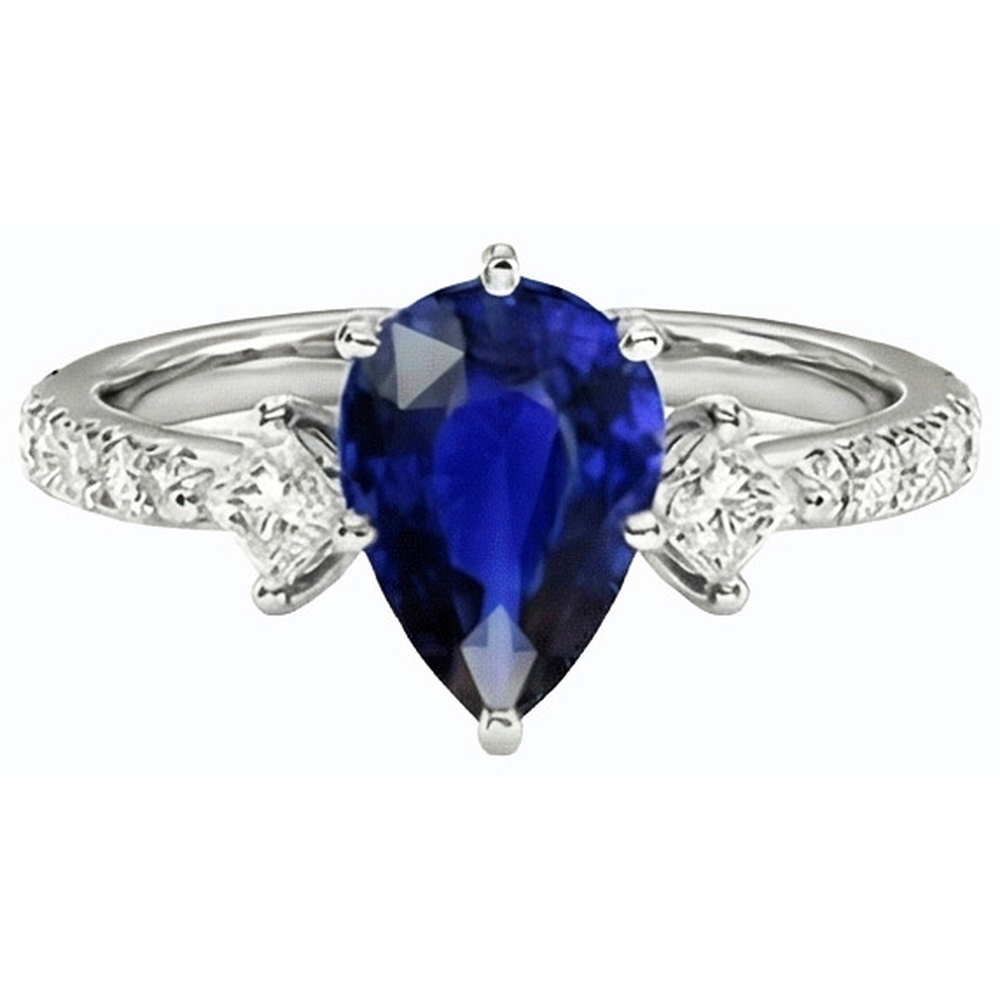 natural round sapphire 3ct ring close up detail