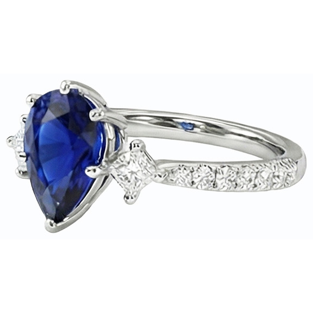 natural round sapphire 3ct ring top view
