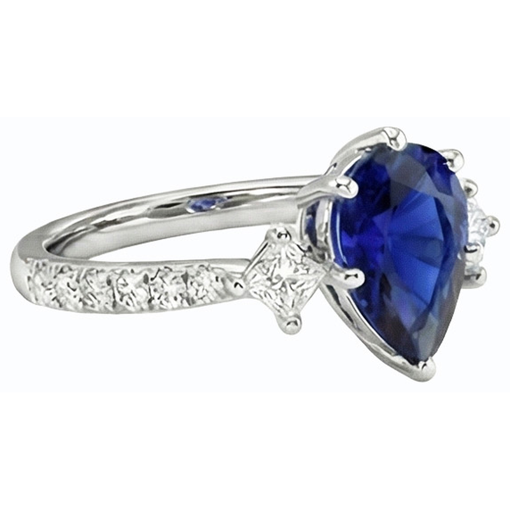 natural round sapphire 3ct ring profile view
