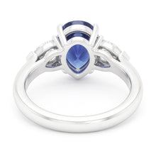 Three Stone Pear Sri Lankan Sapphire & Natural Earth Mined Diamond Ring 1.25 Carats