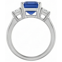 natural emerald sapphire 2.50ct ring on white background
