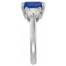 natural emerald sapphire 2.50ct ring profile view