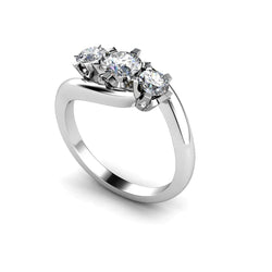 Three Stone Prong Set Round Cut 1.60 Ct Real Diamonds Wedding Ring