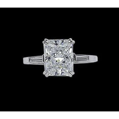 Three Stone Radiant Natural Diamond Ring