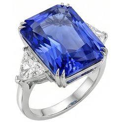 Natural Sapphire Ring 5.50ct - White Gold 14K