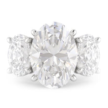 Three Stone Real Big Oval Natural Earth Mined Diamond Ring