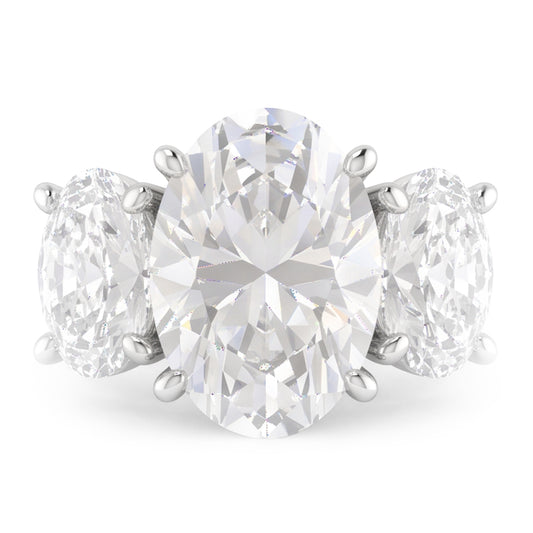 Three Stone Real Big Oval Natural Earth Mined Diamond Ring