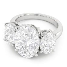 Three Stone Real Big Oval Natural Earth Mined Diamond Ring