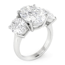 Three Stone Real Big Oval Natural Earth Mined Diamond Ring