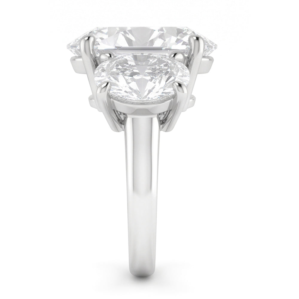 Three Stone Real Big Oval Natural Earth Mined Diamond Ring