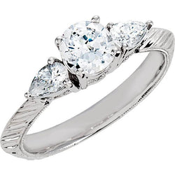 Three Stone Real Diamond 2.01 Carat Engagement Ring White Gold 14K Jewelry