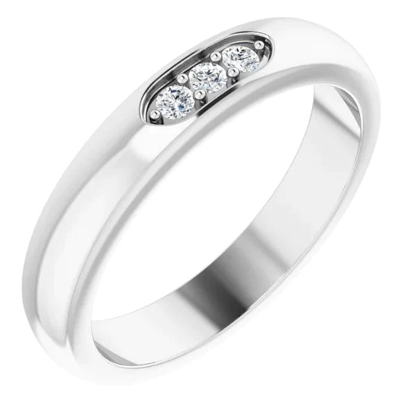 Three-Stone Real Diamond Men's Ring 0.50 Carats White Gold Jewelry New