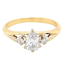Three-Stone Natural Earth Mined Diamond Ring 1.50 Carats Prong Setting Yellow Gold 14K