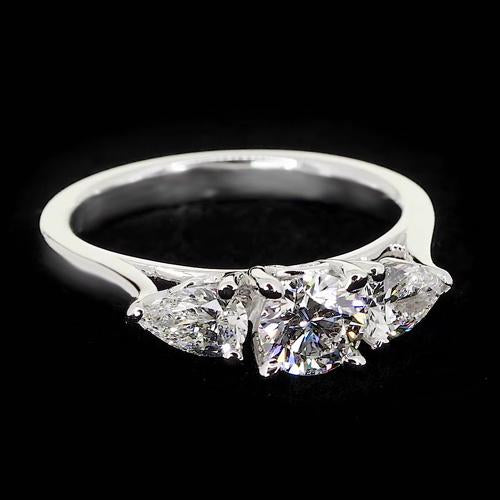 Three-Stone Real Diamond Ring 2 Carats Women Jewelry New2