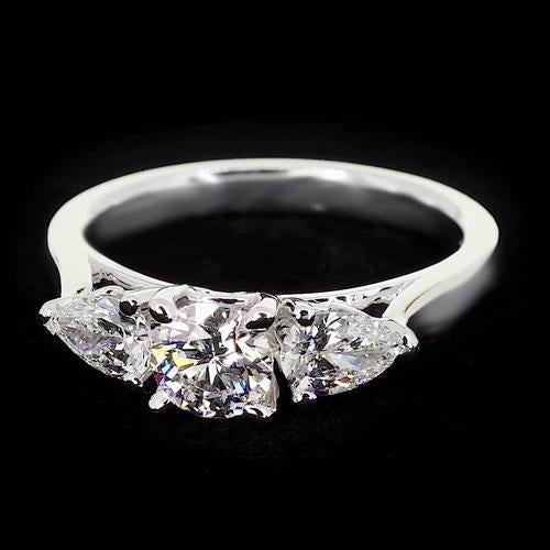 Three-Stone Real Diamond Ring 2 Carats Women Jewelry New3