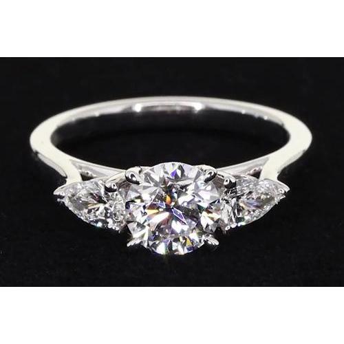 Three Stone Real Engagement Ring 4 Prong Set Jewelry 2 Carats