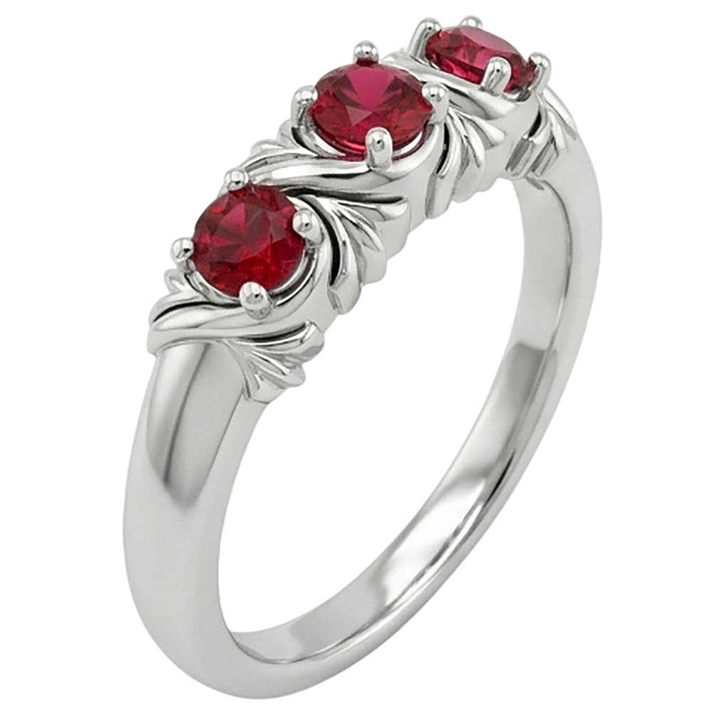 natural round ruby 0.60ct ring close up detail