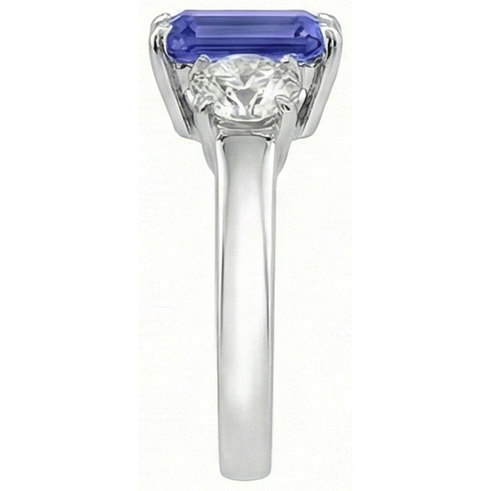 Three Stone Ring Antique Style Emerald Ceylon Sapphire 3 Carats