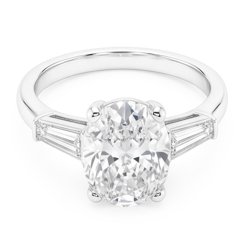Three Stone Ring Baguette & Cushion Old Mine Cut Real Natural Earth Mined Diamonds 6.50 Carats
