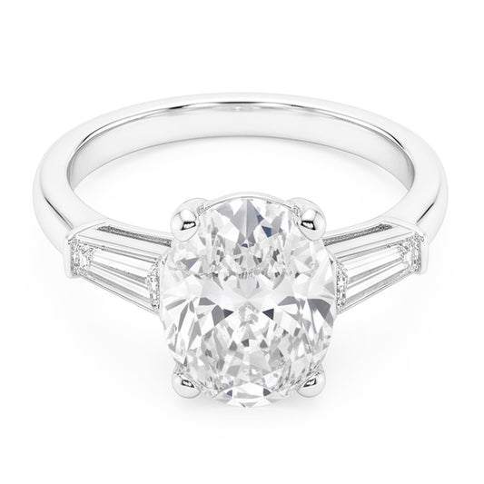 Three Stone Ring Baguette & Cushion Old Mine Cut Real Natural Earth Mined Diamonds 6.50 Carats