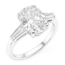 Three Stone Ring Baguette & Cushion Old Mine Cut Real Natural Earth Mined Diamonds 6.50 Carats