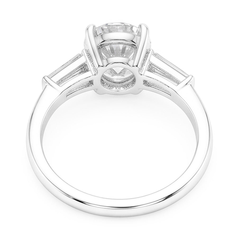 Three Stone Ring Baguette & Cushion Old Mine Cut Real Natural Earth Mined Diamonds 6.50 Carats