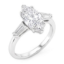 Three Stone Ring Baguette & Marquise Old Mine Cut Natural Earth Mined Diamond 4.50 Carats