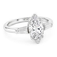 Three Stone Ring Baguette & Marquise Old Mine Cut Natural Earth Mined Diamond 4.50 Carats