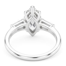 Three Stone Ring Baguette & Marquise Old Mine Cut Natural Earth Mined Diamond 4.50 Carats
