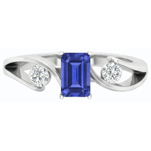 Three Stone Ring Emerald Ceylon Sapphire 1.75 Carats Bypass Style