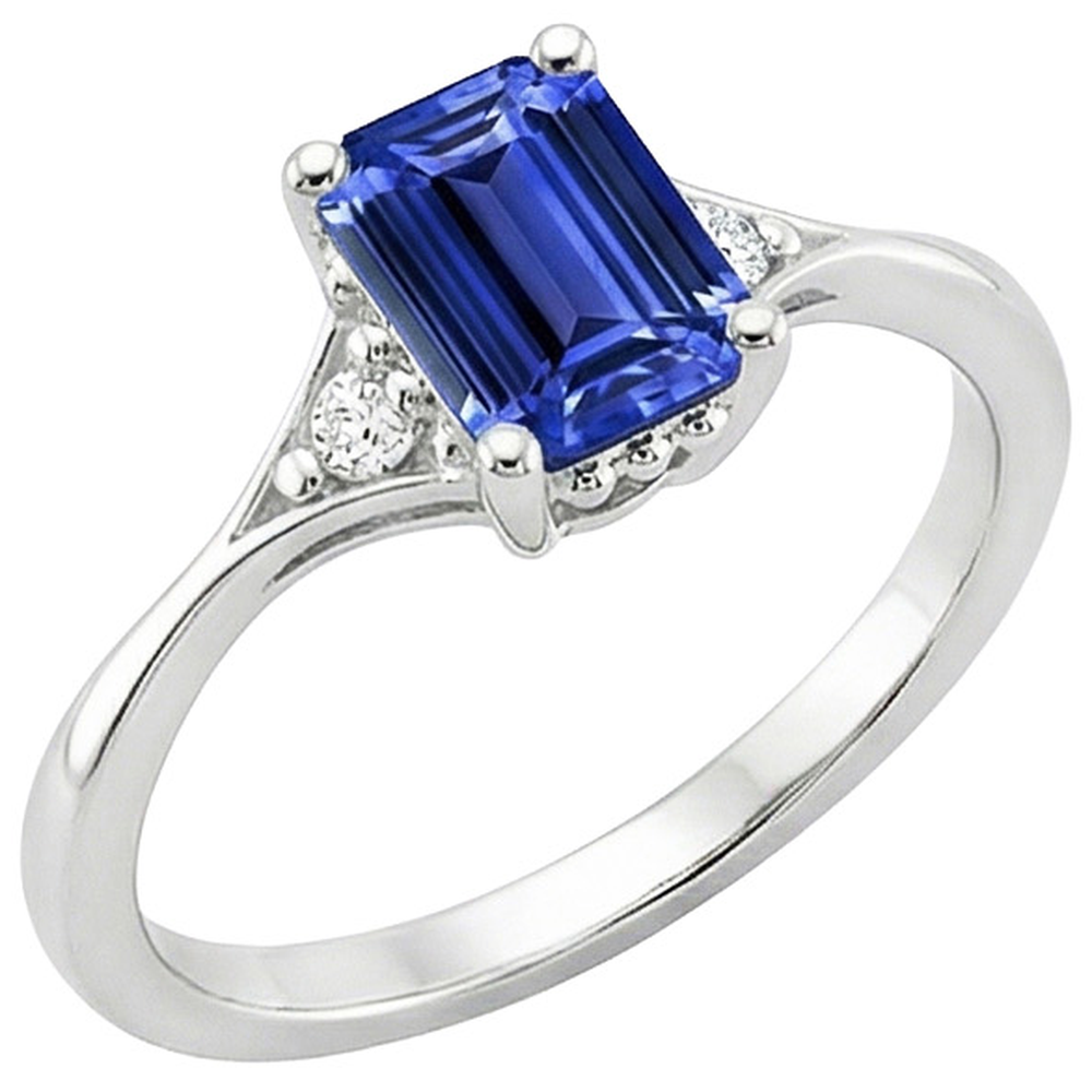 Three Stone Ring Emerald Sri Lankan Sapphire & Natural Earth Mined Diamond 3.50 Carats