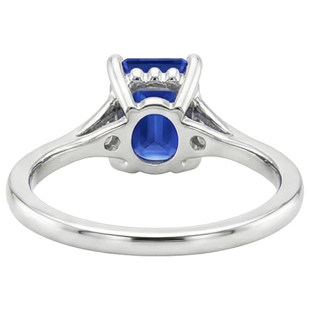 Three Stone Ring Emerald Sri Lankan Sapphire & Natural Earth Mined Diamond 3.50 Carats