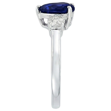 Three Stone Ring Heart Shape Blue Sapphire Round & Natural Earth Mined Diamonds 8 Carats