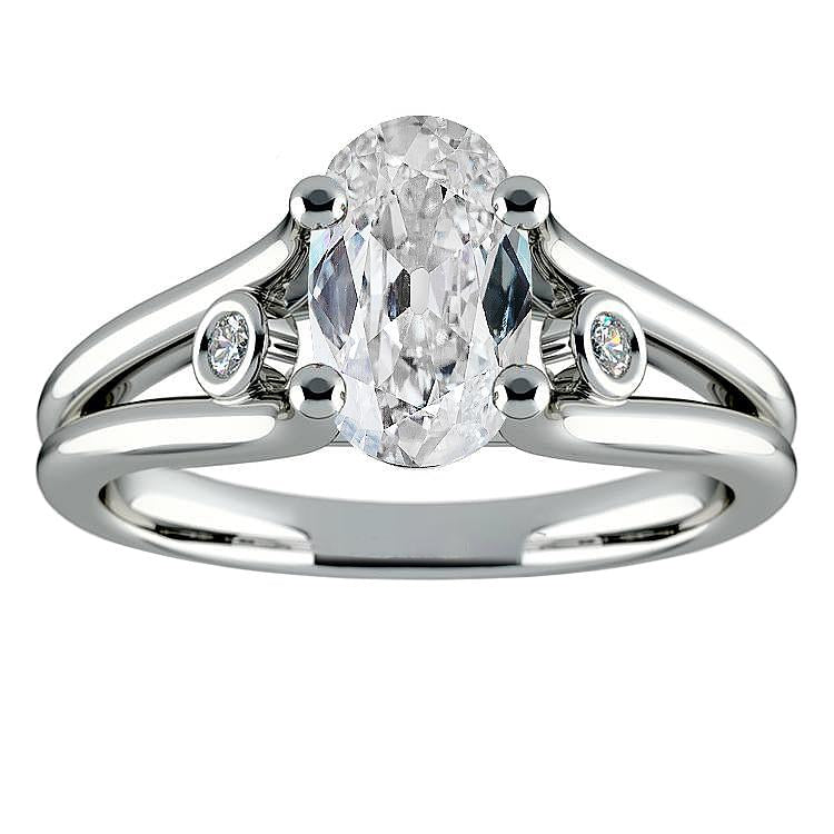 Three Stone Ring Oval Old Miner Real Diamond Split Shank 6 Carats