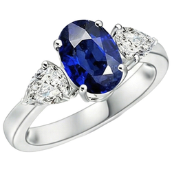 Natural Sapphire Ring 5.50ct - White Gold 14K
