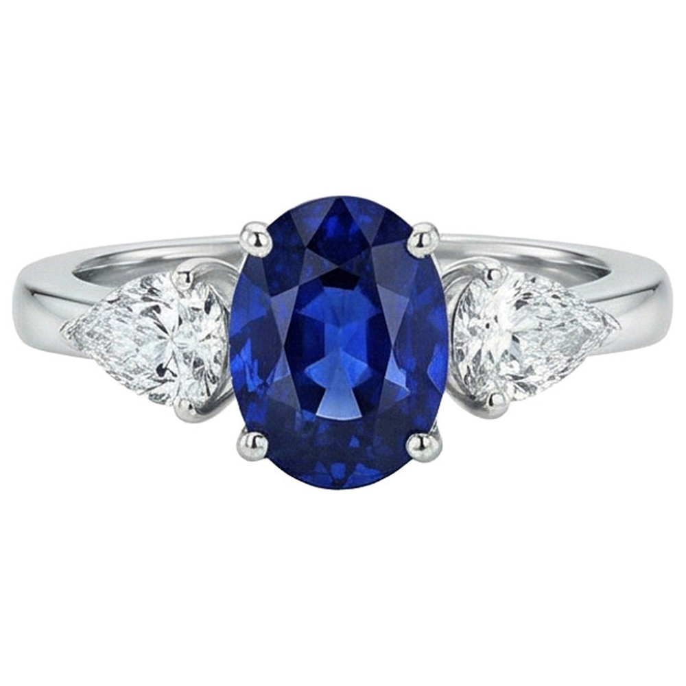 natural oval sapphire 5.50ct ring profile view