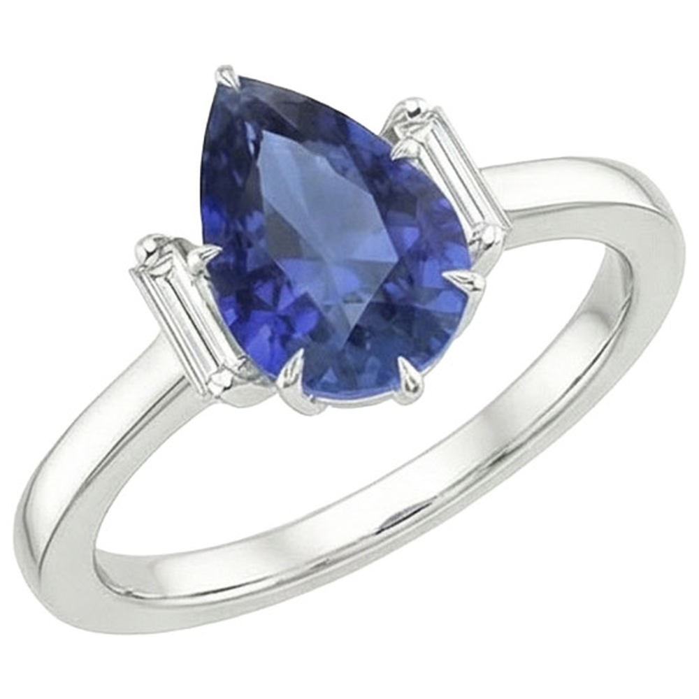 natural pear sapphire 3ct ring side angle