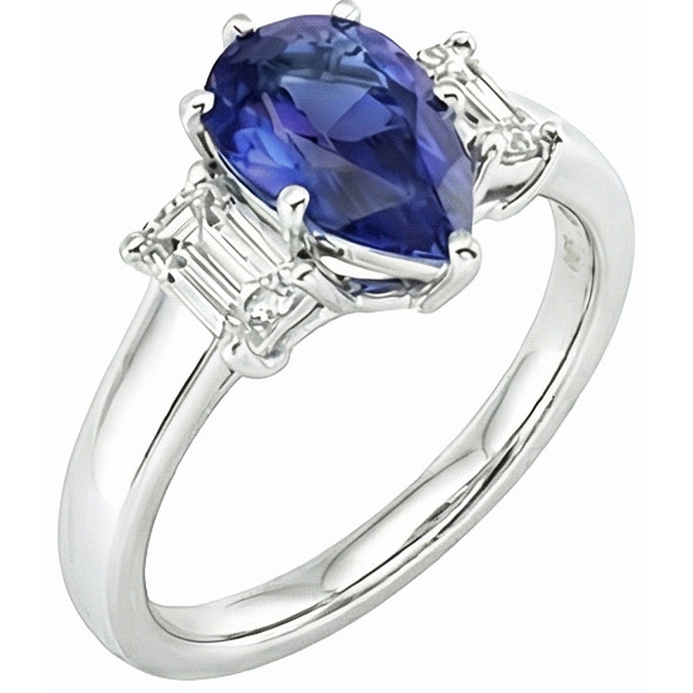 natural pear sapphire 2ct ring side angle