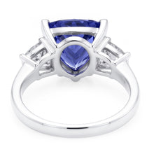 Three Stone Ring Trilliant Cut Blue Natural Earth Mined DIAMOND ( NOT LAB GROWN ) Gemstone 6.5 Carats WG 14K