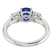 Three Stone Round Blue Sapphire & Natural Earth Mined Diamond Ring Jewellery 1.50 Carats