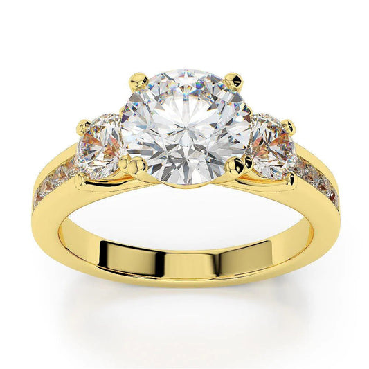 Three Stone Round Brilliant Cut 3.90 Carats Genuine Diamond Anniversary Ring