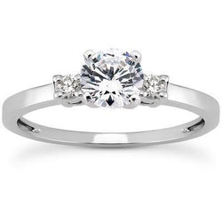 Three Stone Round Cut 2.50 Ct Genuine Natural Earth Mined Diamond Engagement Ring White Gold 14K