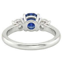 Three Stone Round Natural Earth Mined Diamond Engagement Ring Srilanka Sapphire 3 Carats