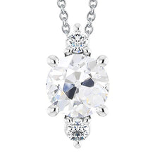 Three Stone Round Old Mine Cut Natural Diamond Pendant 6 Carats Slide Jewelry