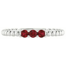 Three Stone Round Ruby Ring 1.20 Carats White Gold 14K
