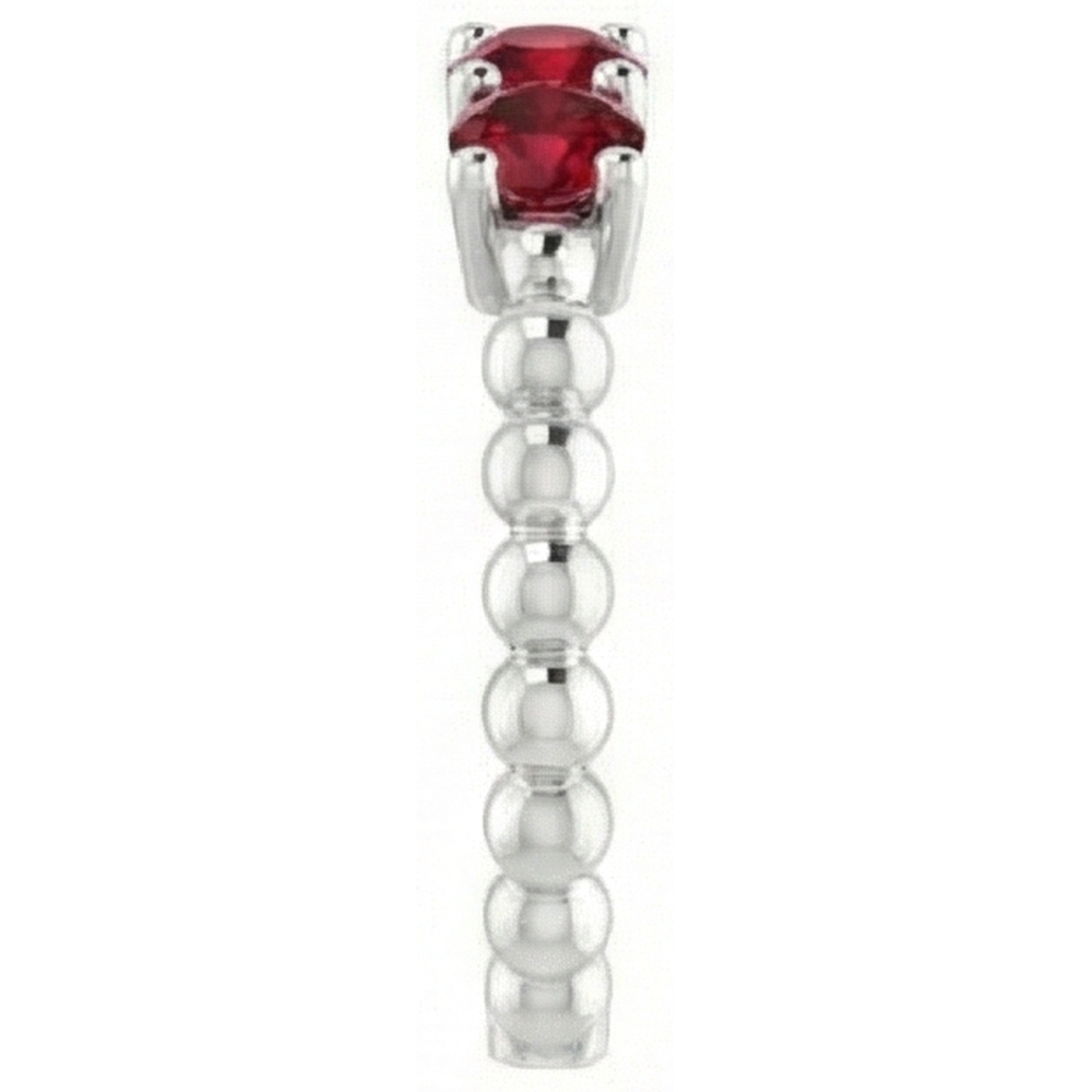 Three Stone Round Ruby Ring 1.20 Carats White Gold 14K