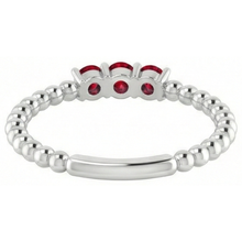 Three Stone Round Ruby Ring 1.20 Carats White Gold 14K