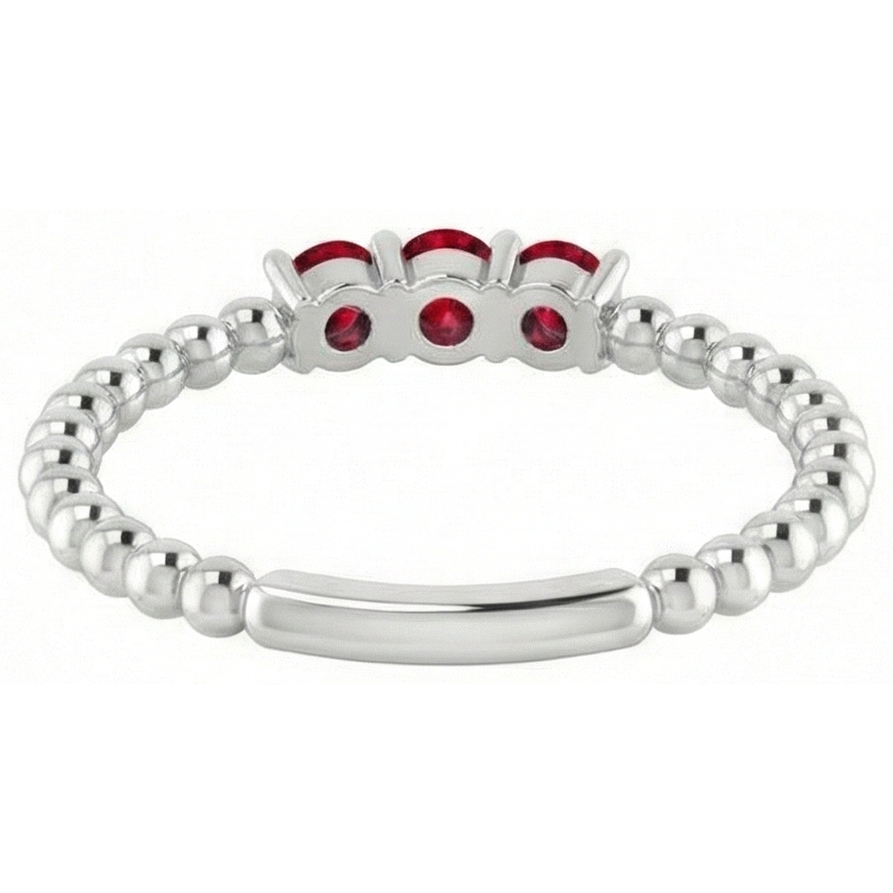 Three Stone Round Ruby Ring 1.20 Carats White Gold 14K