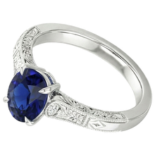 natural round sapphire 2.25ct ring close up detail
