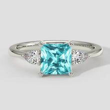 Three-Stone Cushion Paraiba Engagement Ring
